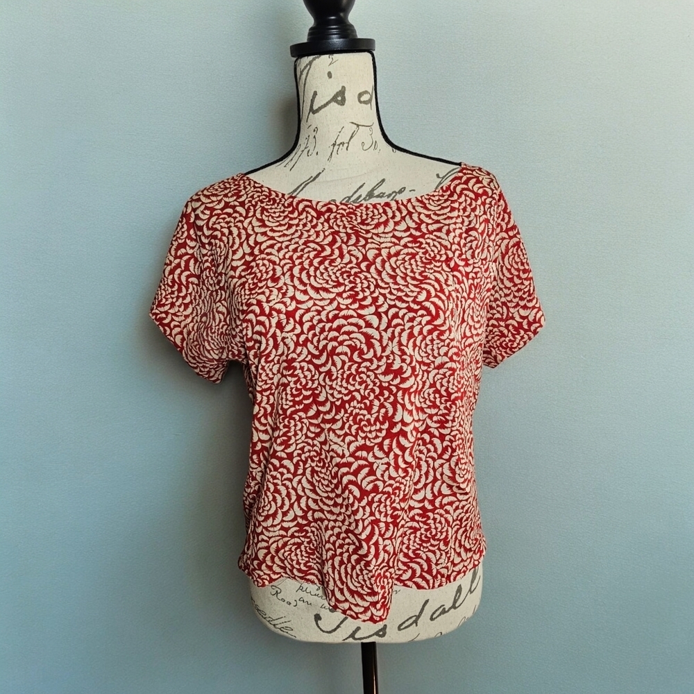 Forever 21/ I Love H81 Medium Red and Cream Blouse